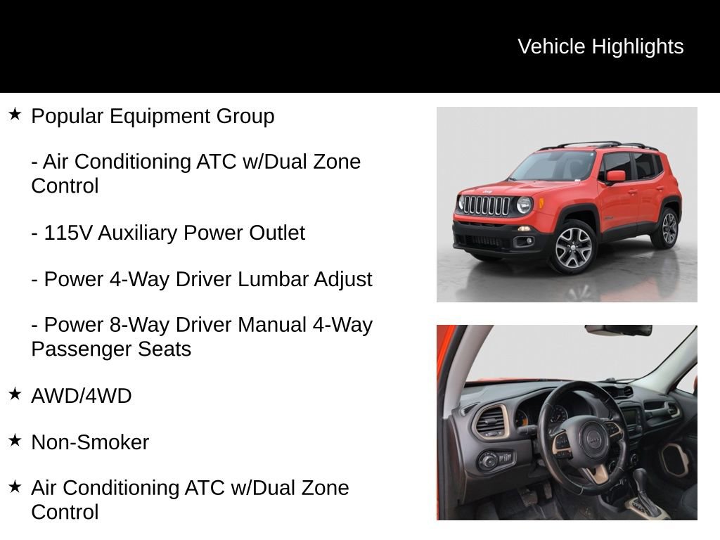 Used 2017 Jeep Renegade Latitude w/ Popular Equipment Group AWD/4WD image 16