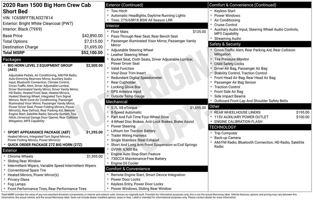 Certified 2020 RAM 1500 Big Horn AWD/4WD image 42