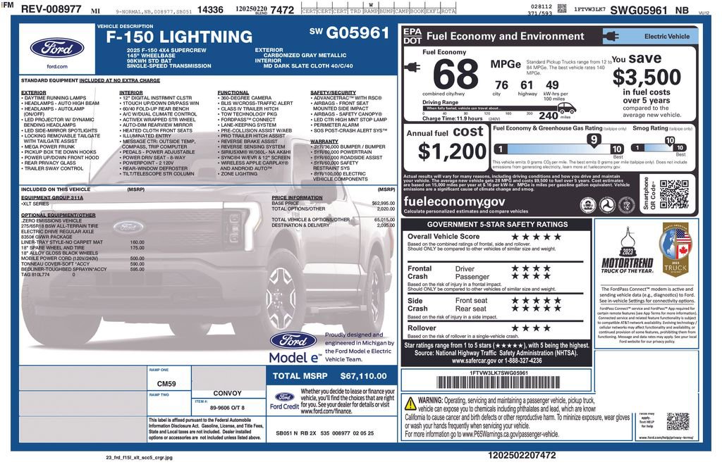 Used 2025 Ford F150 Lightning XLT AWD/4WD image 5