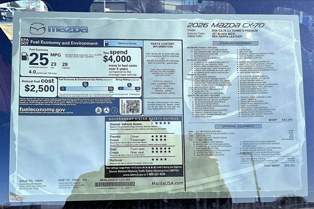 New 2026 MAZDA CX-70 3.3 Turbo S w/ Premium Package image 14