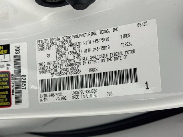 Certified 2026 Toyota Tundra SR RWD image 31