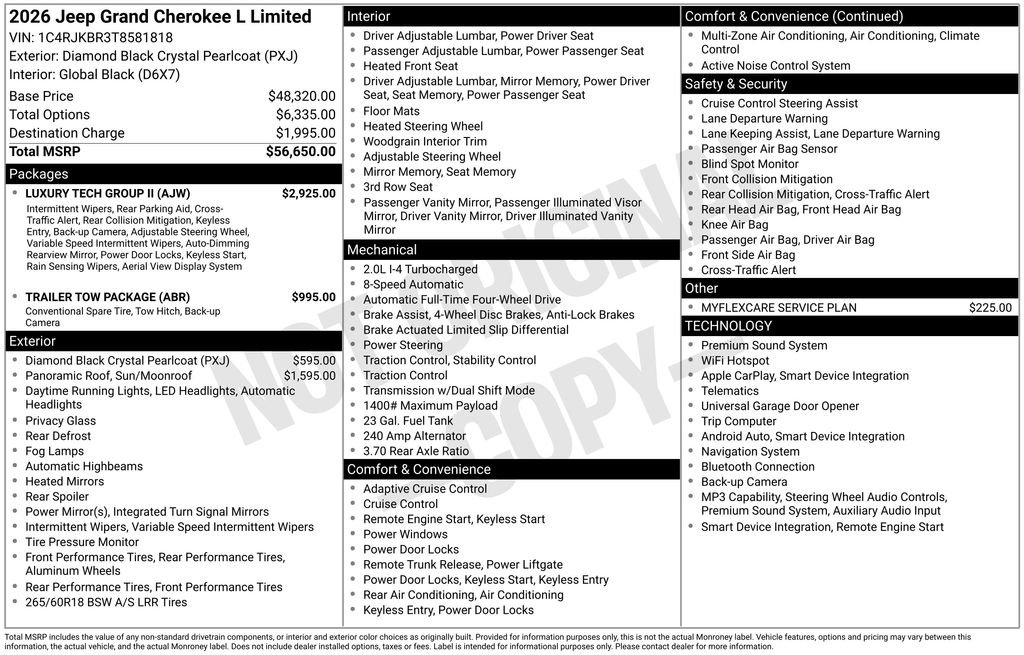 New 2026 Jeep Grand Cherokee L Limited w/ Luxury Tech Group II AWD/4WD image 38