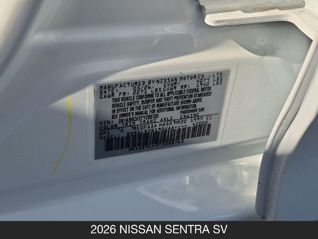 Certified 2026 Nissan Sentra SV w/ Floor Mat Package FWD image 26