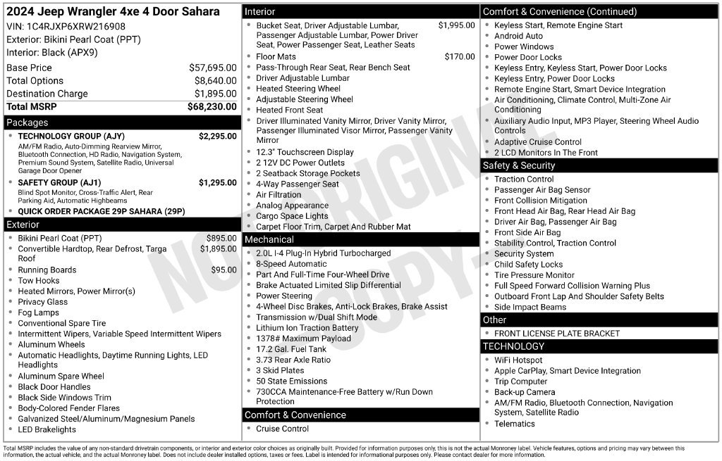 New 2024 Jeep Wrangler Unlimited Sahara w/ Technology Group AWD/4WD image 37