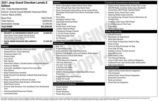 Used 2021 Jeep Grand Cherokee Laredo w/ Security & Convenience Group image 7