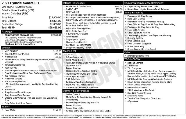 Used 2021 Hyundai Sonata SEL w/ Convenience Package FWD image 12