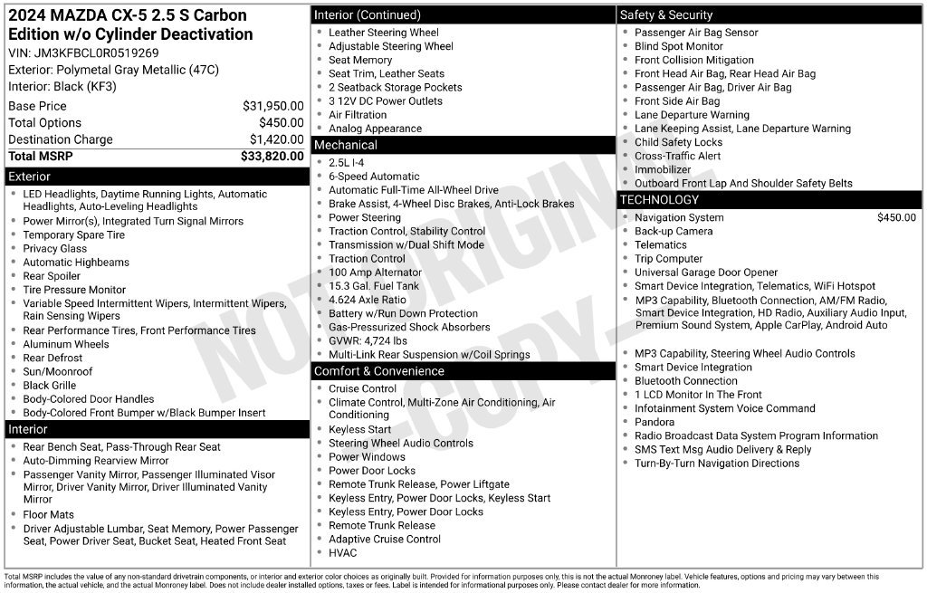 Used 2024 MAZDA CX-5 Carbon Edition AWD/4WD image 4