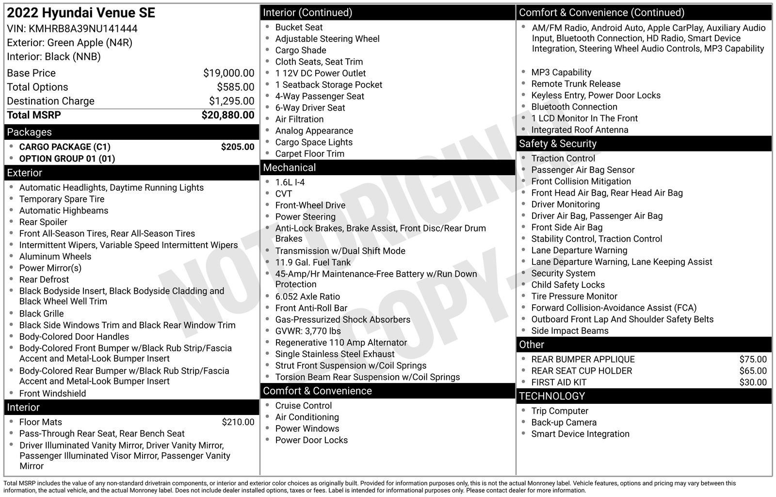 Used 2022 Hyundai Venue SE w/ Cargo Package image 6