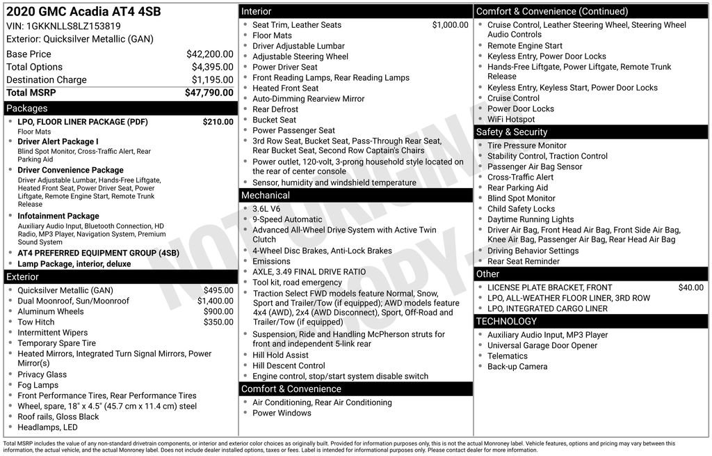 Used 2020 GMC Acadia AT4 w/ LPO, Floor Liner Package image 51