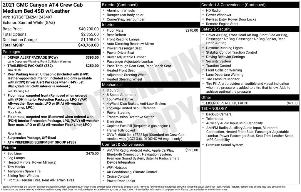 Used 2021 GMC Canyon AT4 w/ Driver Alert Package image 2