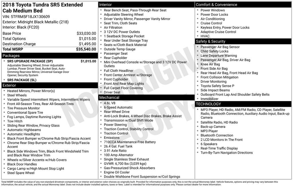 Used 2018 Toyota Tundra SR5 w/ SR5 Upgrade Package RWD image 3