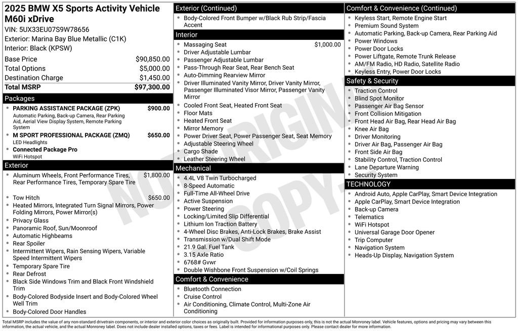 Used 2025 BMW X5 M60i w/ Parking Assistance Package image 7
