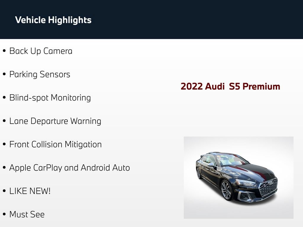 Used 2022 Audi S5 Premium w/ Convenience Package AWD/4WD image 4