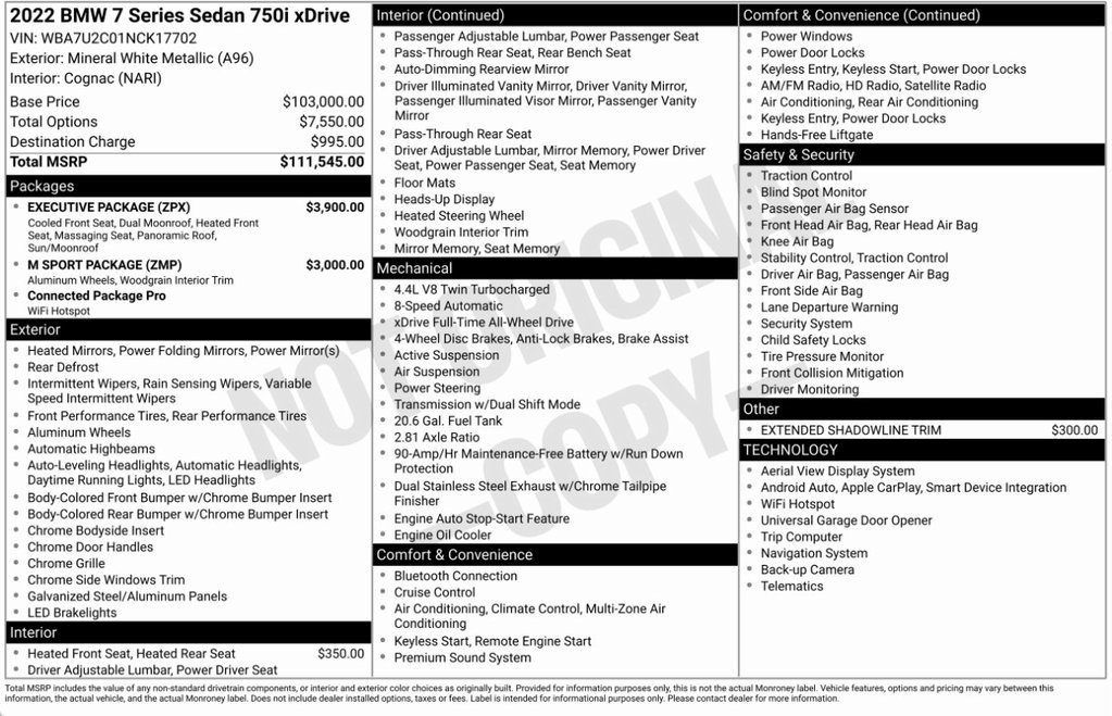 Certified 2022 BMW 750i xDrive w/ Executive Package image 8