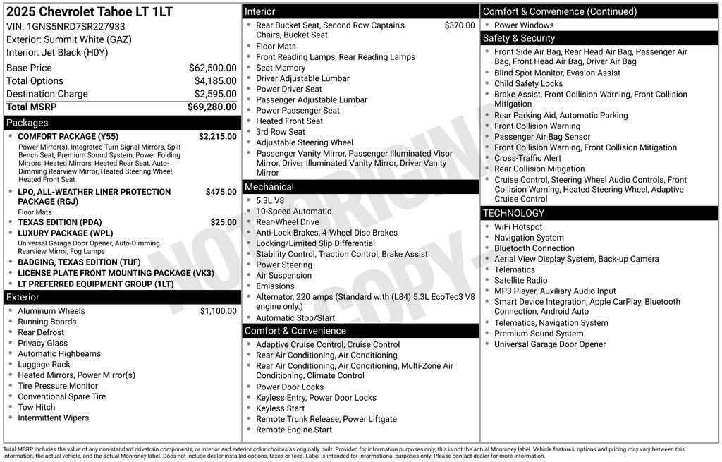 Used 2025 Chevrolet Tahoe LT w/ Comfort Package RWD image 42