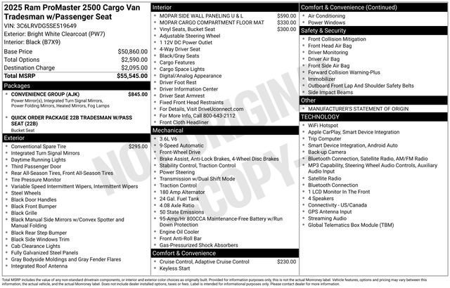 Used 2025 RAM ProMaster 2500 w/ Convenience Group FWD image 27