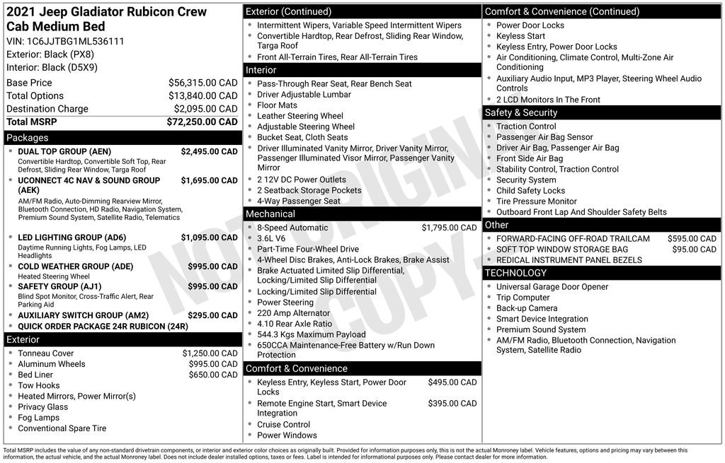 Used 2021 Jeep Gladiator Rubicon w/ Dual Top Group image 4