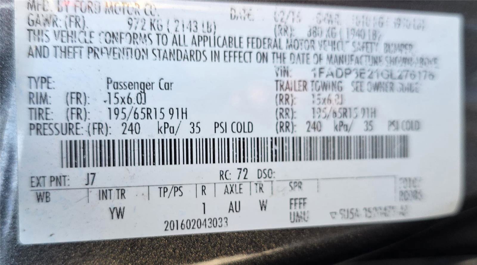 Used 2016 Ford Focus S w/ Exterior Protection Package FWD image 21