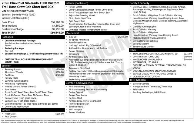 New 2026 Chevrolet Silverado 1500 Custom Trail Boss AWD/4WD image 2