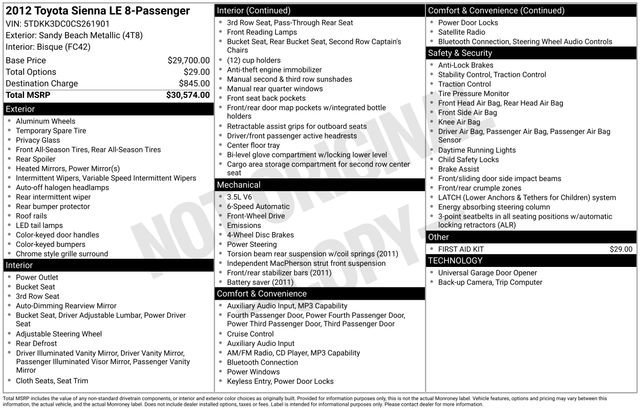 Used 2012 Toyota Sienna LE image 32