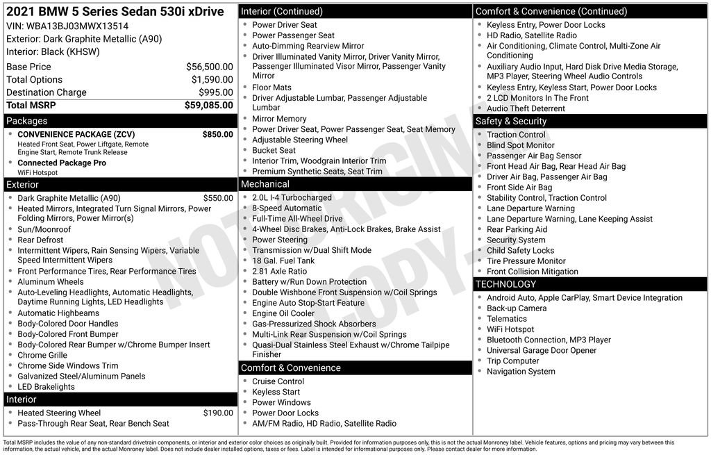 Used 2021 BMW 530i xDrive w/ Convenience Package image 40
