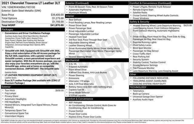 Used 2021 Chevrolet Traverse LT FWD image 23