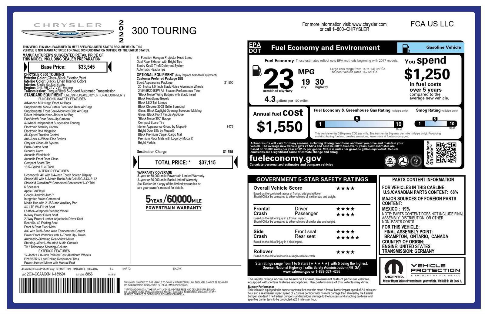 Used 2022 Chrysler 300 Touring w/ Sport Appearance Package image 21