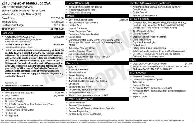 Used 2013 Chevrolet Malibu Eco w/ Navigation Package image 35