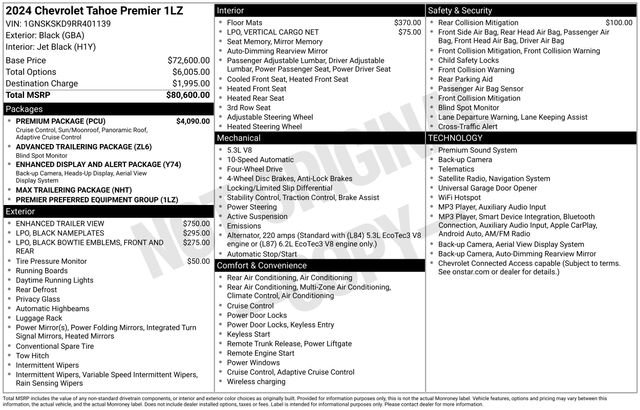 Used 2024 Chevrolet Tahoe Premier w/ Premium Package AWD/4WD image 3