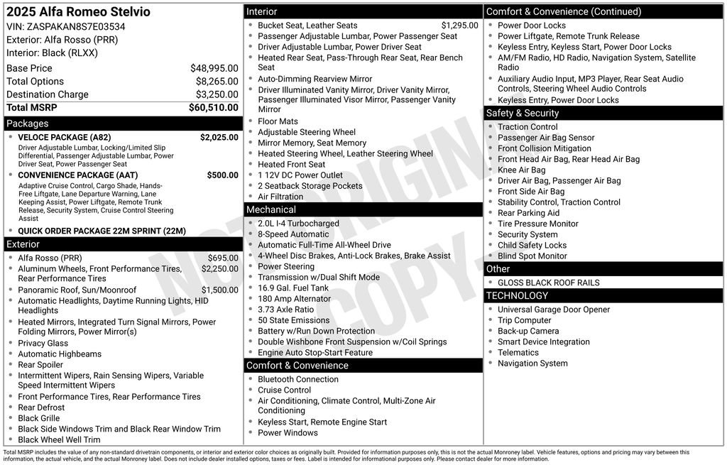 New 2025 Alfa Romeo Stelvio Sprint w/ Veloce Package AWD/4WD image 6
