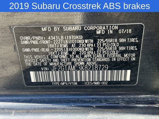 Used 2019 Subaru Crosstrek 2.0i Limited w/ Moonroof Package AWD/4WD image 19