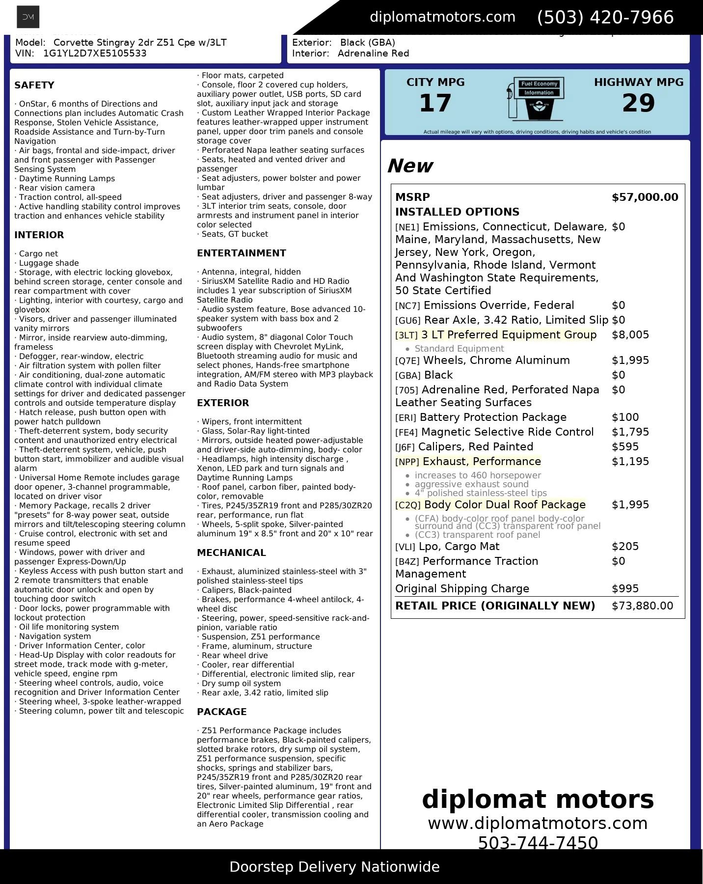 Used 2014 Chevrolet Corvette Stingray Coupe w/ 3LT Preferred Equipment Group image 2