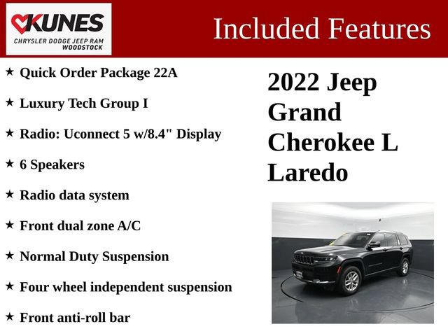 Used 2022 Jeep Grand Cherokee L Laredo w/ Luxury Tech Group I AWD/4WD image 3