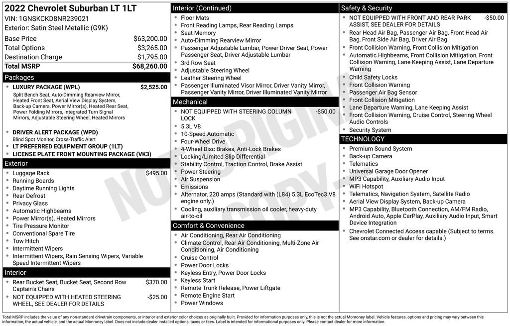 Used 2022 Chevrolet Suburban LT w/ Luxury Package AWD/4WD image 13