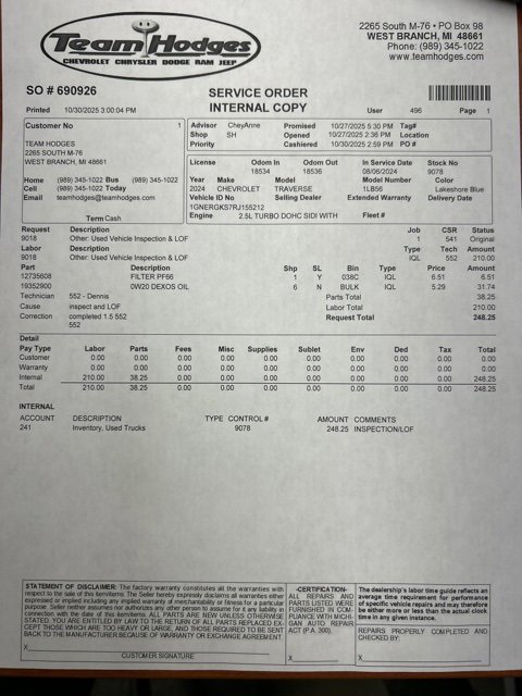Used 2024 Chevrolet Traverse LT image 41