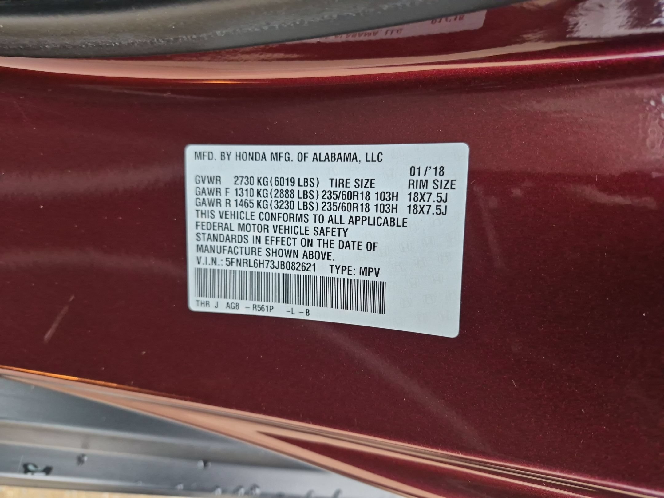 Certified 2018 Honda Odyssey EX-L image 36