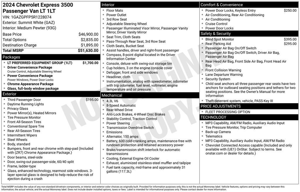 Used 2024 Chevrolet Express 3500 LT w/ LT Preferred Equipment Group RWD image 6