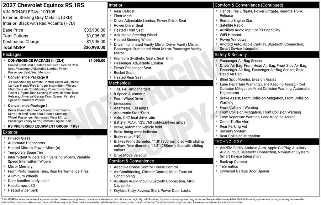 New 2027 Chevrolet Equinox RS w/ Convenience Package III FWD image 25