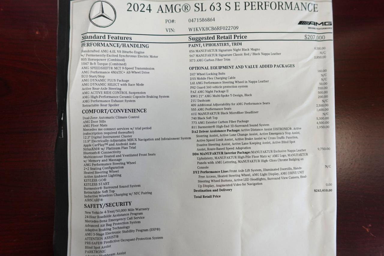 Used 2024 Mercedes-Benz SL 63 AMG S e Performance 4MATIC w/ Manufactur Interior Package image 26