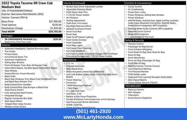 Used 2022 Toyota Tacoma SR w/ SR Convenience Package RWD image 35