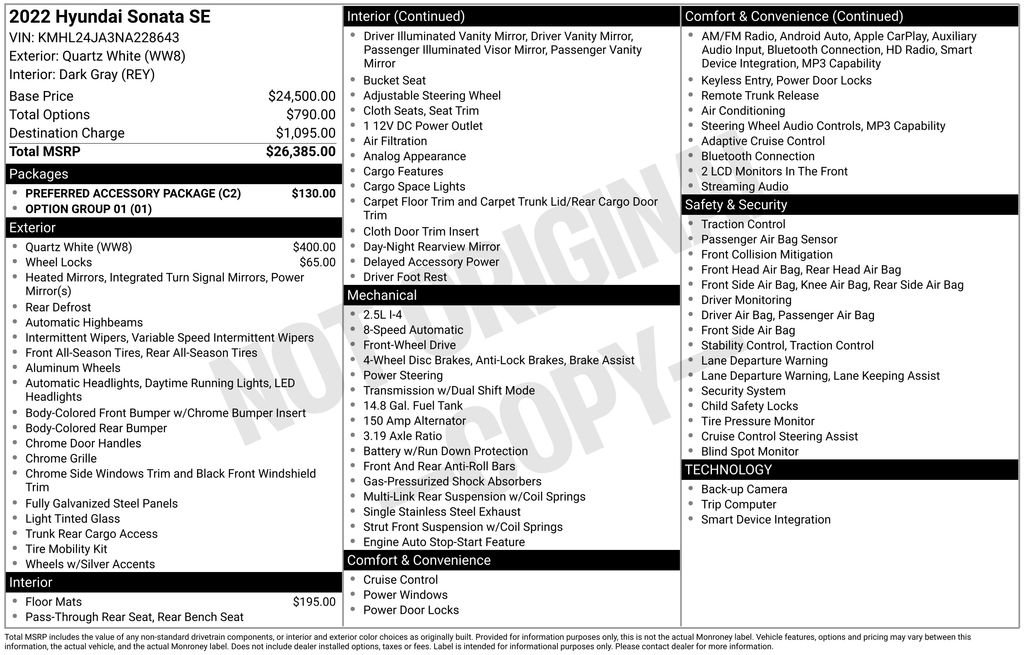 Used 2022 Hyundai Sonata SE w/ Preferred Accessory Package FWD image 6