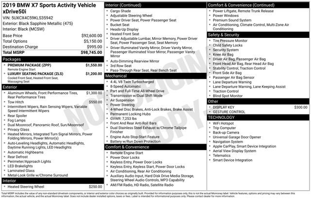 Used 2019 BMW X7 xDrive50i w/ Premium Package image 4