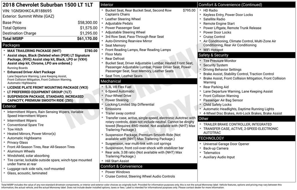 Used 2018 Chevrolet Suburban LT w/ Max Trailering Package AWD/4WD image 4
