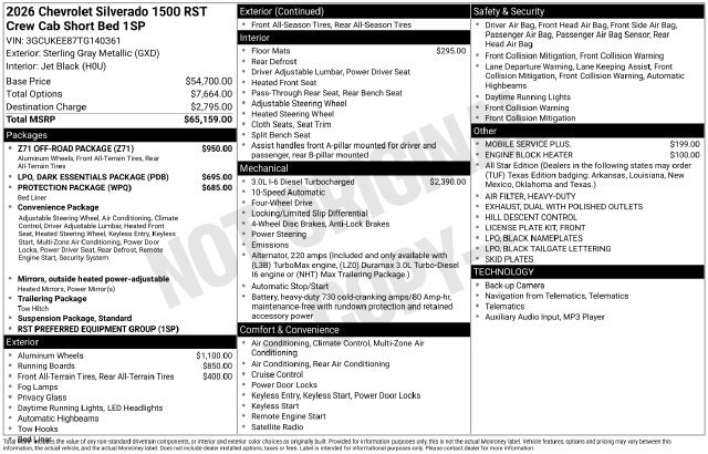 New 2026 Chevrolet Silverado 1500 RST w/ Z71 Off-Road Package AWD/4WD image 46