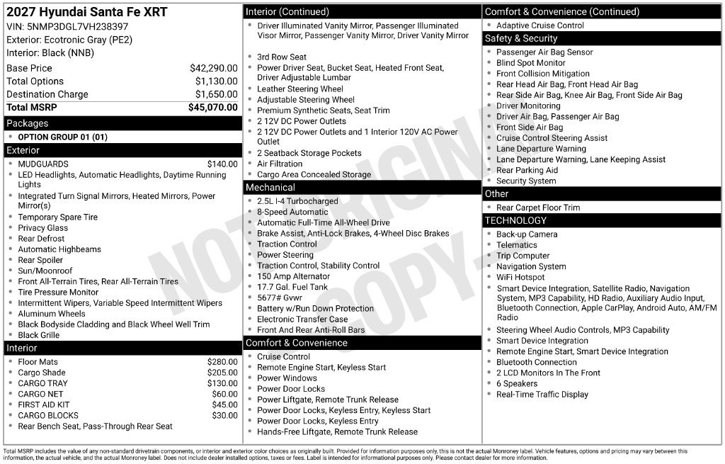 New 2027 Hyundai Santa Fe XRT AWD/4WD image 26