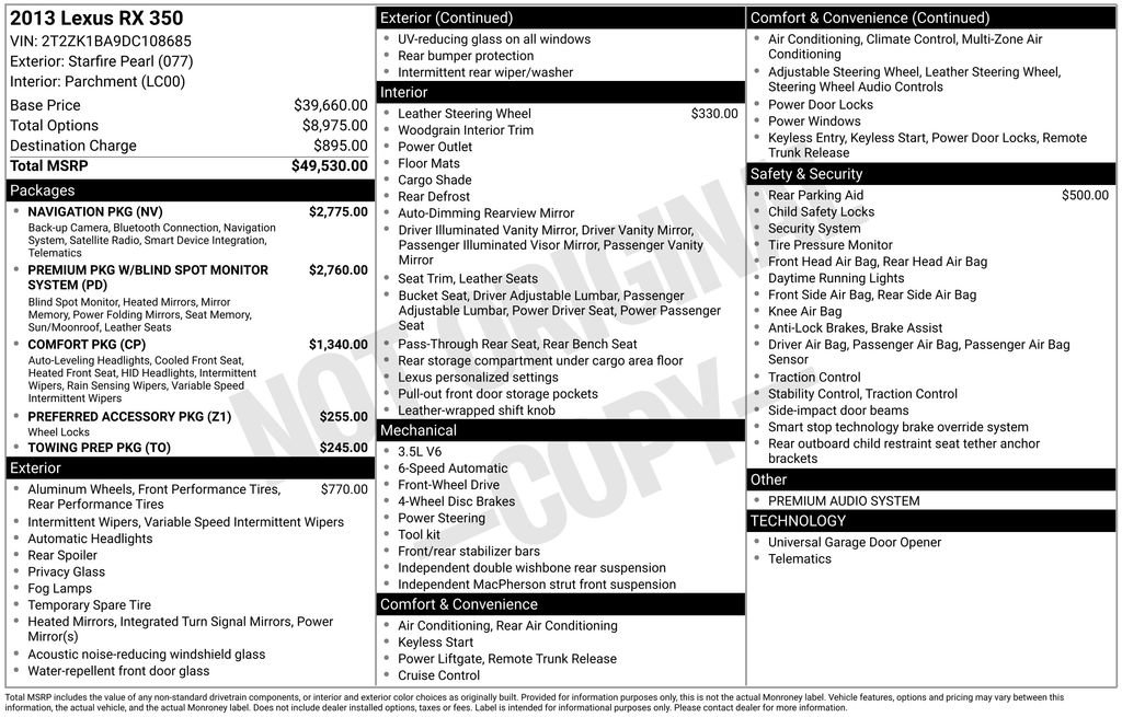 Used 2013 Lexus RX 350 FWD w/ Navigation Pkg image 62
