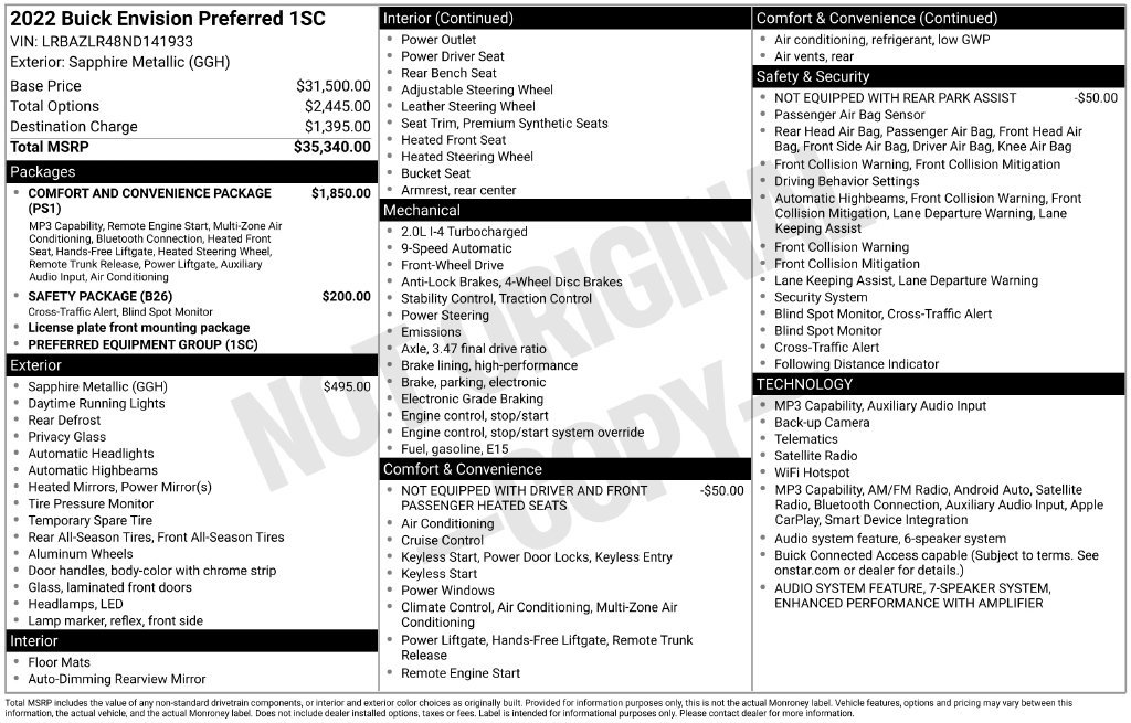 Certified 2022 Buick Envision Preferred FWD image 33