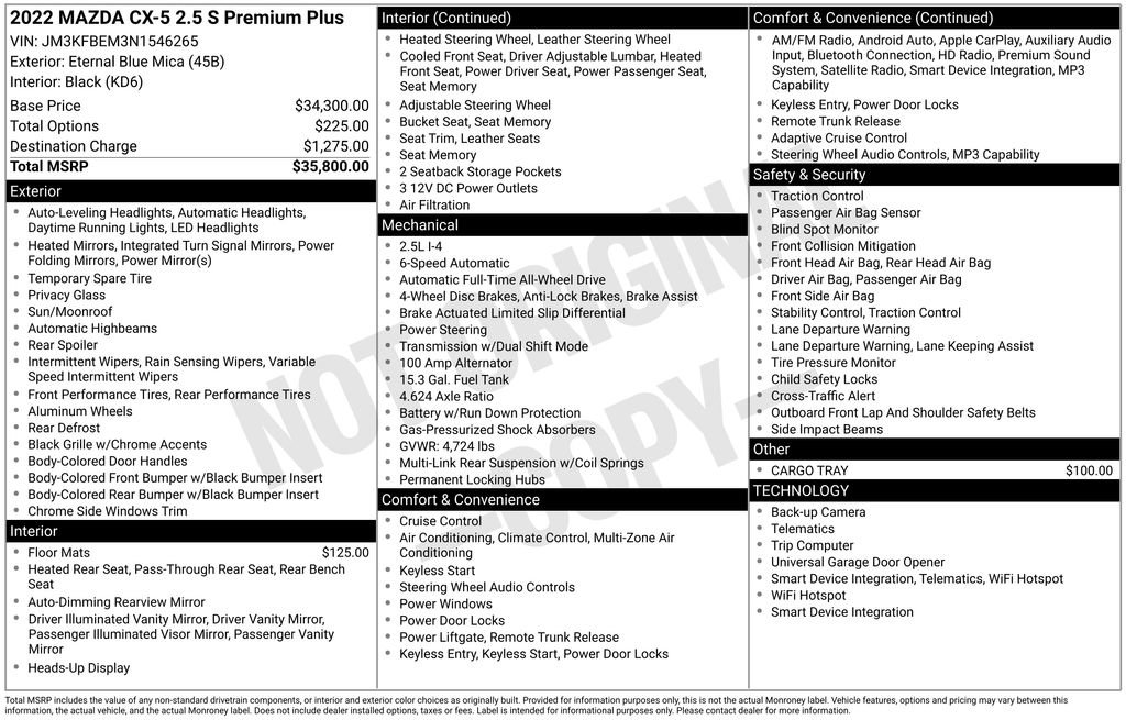 Used 2022 MAZDA CX-5 AWD 2.5 S w/ Premium Plus Pkg