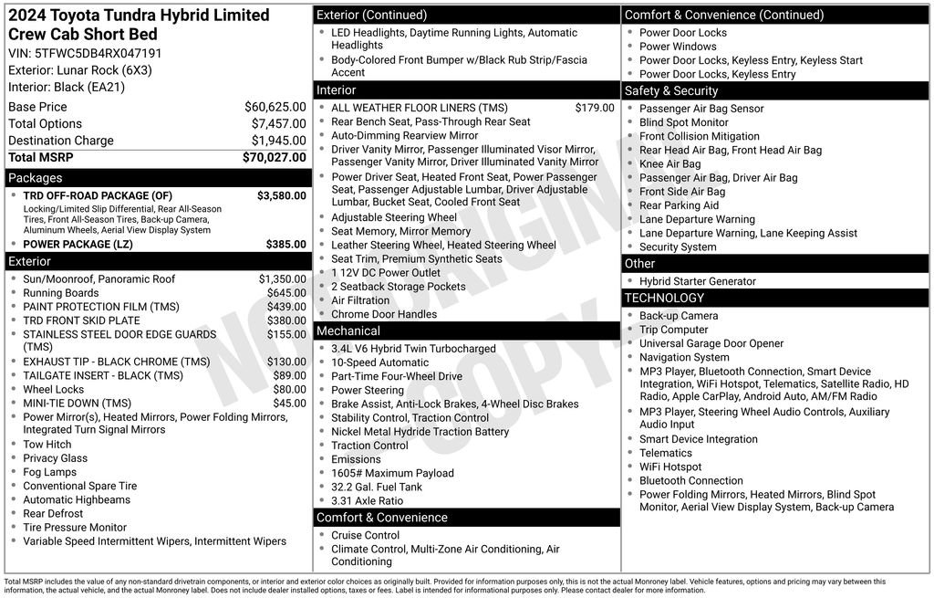 Used 2024 Toyota Tundra Limited w/ TRD Off-Road Package AWD/4WD image 2