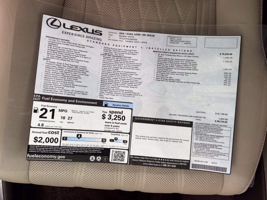 Used 2018 Lexus LS 500 AWD w/ Interior Upgrade Package image 24